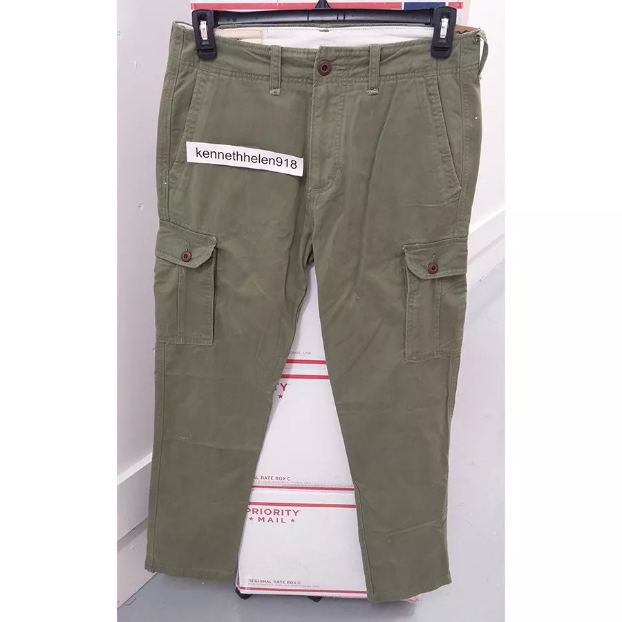 HOLLISTER STRAIGHT FIT CARGO PANT OLIVE GREEN MENS SIZE 32X32,32X34