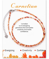 Natural Carnelian Stone Beaded Necklace Orange Carnelian Choker Healing Crystal
