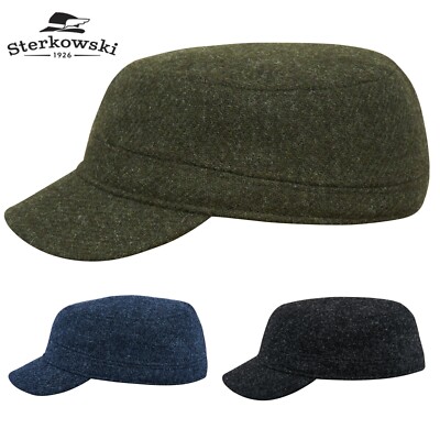 Sterkowski BIG PIKE Harris Tweed Militärmütze Elegant Vintage Retro Warm
