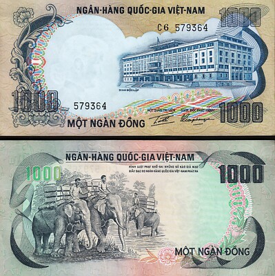 ベトナム紙幣１枚　1972年　標本紙幣 UNC South Vietnam 1000 Dong, 1972, UNC-, P-34 | eBay