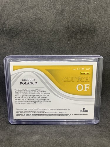 2021 Panini Immaculate Gregory Polanco Auto Autograph Jersey/Patch 40/99 - Picture 2 of 2