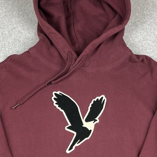Vintage 90s American Eagle Hoodie Men Large Maroon Embroidered Eagle Sweatshirt - Picture 2 of 7