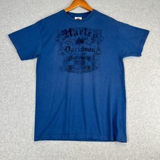 Motor Harley Davidson Cycles T-Shirt Men's Medium Blue Logo 100 Cotton Pullover