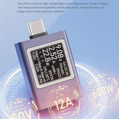 High Power USB C Tester Messger?t 50V 12A Feinstrommessgenauigkeit