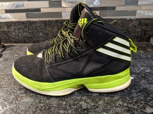 neon green and black sneakers