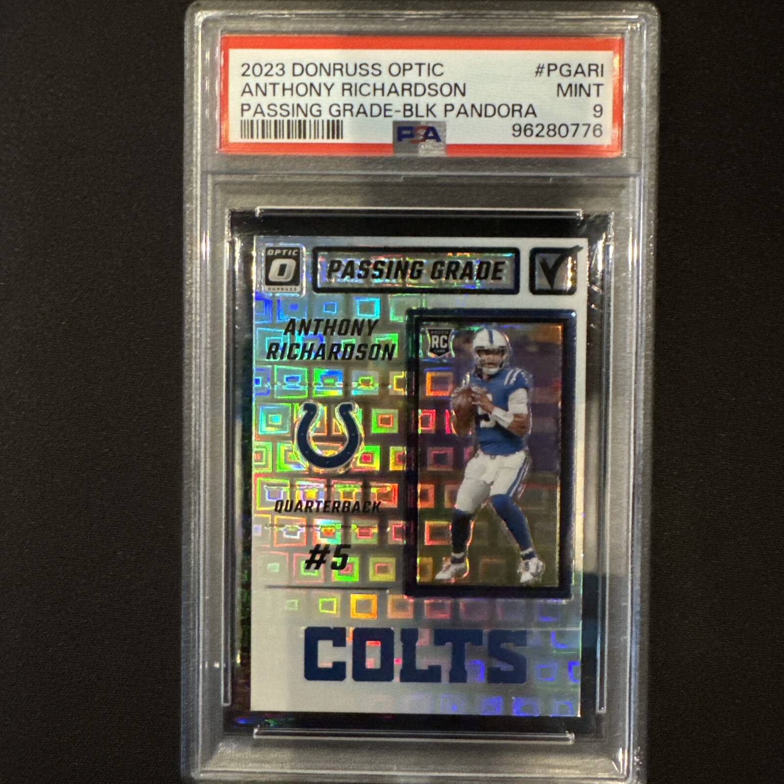 2023 Donruss Optic Anthony Richardson Black Pandora Passing Grade RC #/25 PSA 9