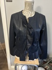 Blue Faux Leather Ladies Jacket By Catherine Malandrino Size Uk M 10/12