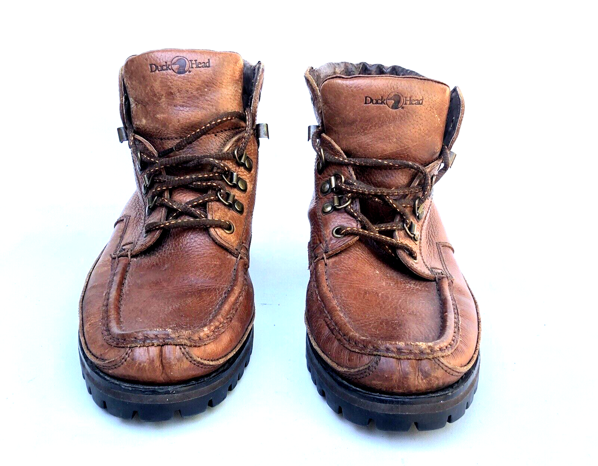 Duck Head Inch Leather Boots Sz 12 Brown Hiking Casual Made in