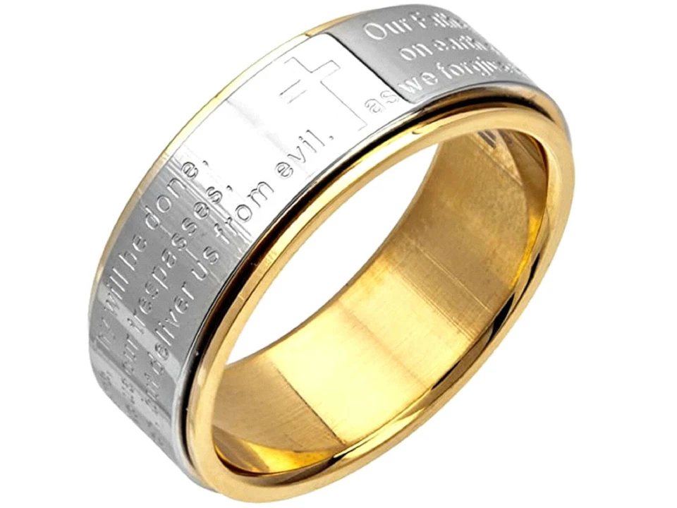 Anillo giratorio de oración del Señor de acero inoxidable para mujer Inox Jewelry - Nuevo con etiquetas Foto 2 de 2