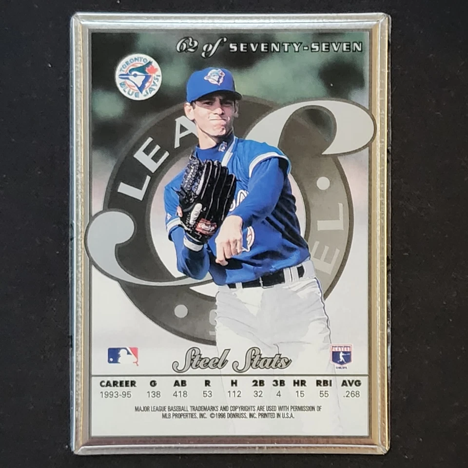 SHAWN GREEN 1996 DONRUSS LEAF SILVER STEEL STATS 62 OF 77 MLB BLUE JAYS - Image 2 of 2