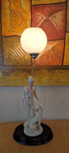 Modified Restyle Designed Lady With a Dog Table Desk Lamp on Wooden Base