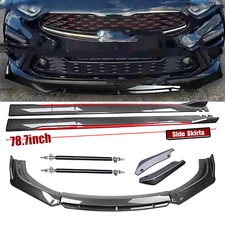 For KIA Forte Sedan/Hatchback Front Rear Bumper Lip+78.7"Side Skirt Extension