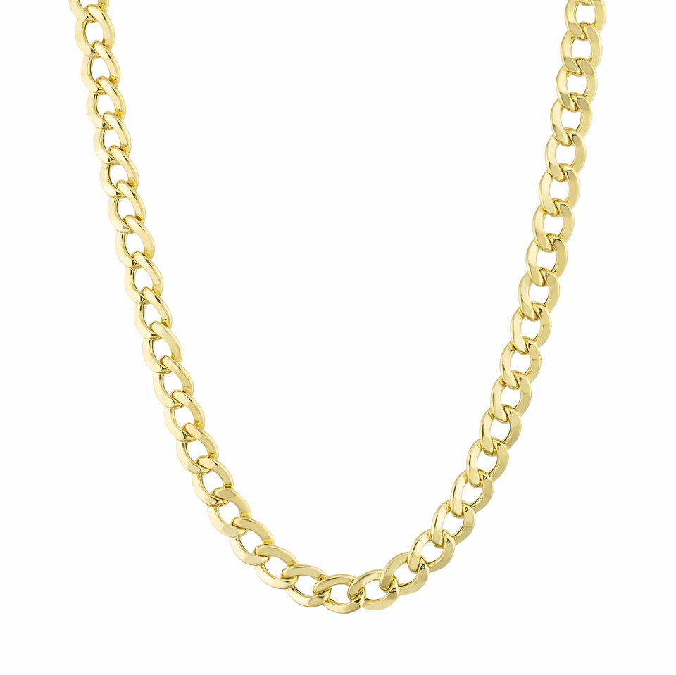 Hollow Curb Chain Necklace Real 10K Gold Bonded 925 - Image 3 of 4