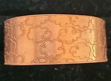 Vintage Solid Copper Cuff Bracelet Floral Design