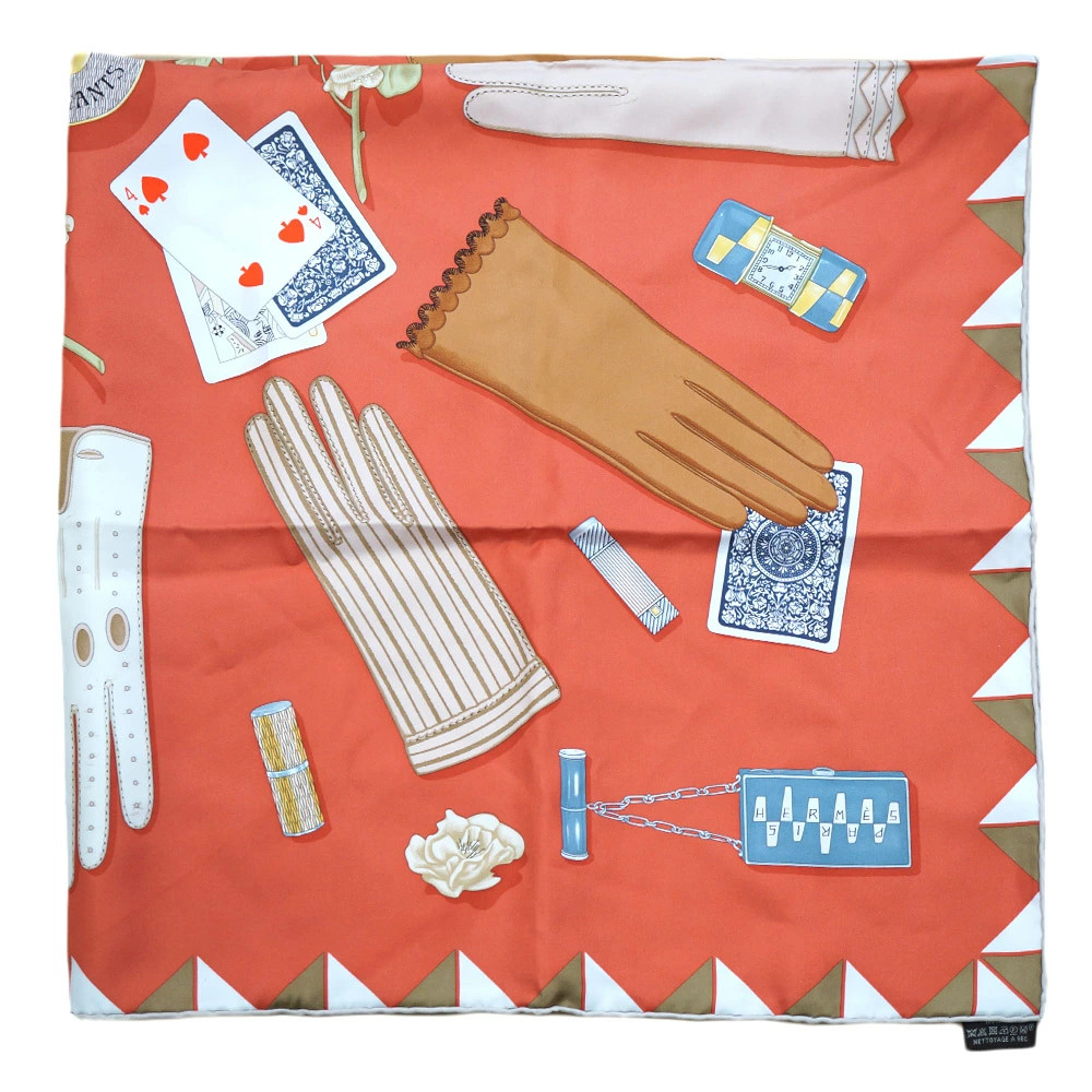 Hermes Carre 90 L HEURE DES GANTS Gloves Scarf Stole Main item r0_0209 thumbnail 6