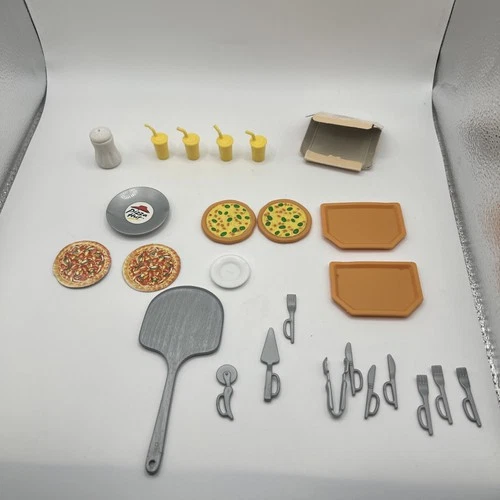 Vintage Barbie 2001 Pizza Hut Food And Utensil Accessories