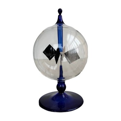 4 Klingen rotierende Glas Windmühle solarbetrieben Crookes Radiometer Licht3089