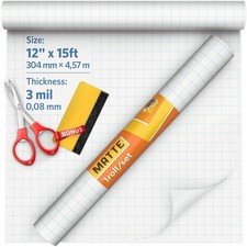 Matte Self Adhesive Laminating Roll 12  x 15ft - 3 MIL Matte Clear Laminate V...