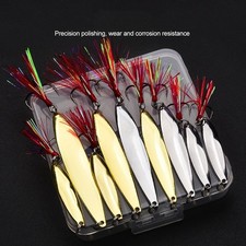 9PCS/BOX Metal Fishing Lure Jig Spoon Swimbait Spinner Trolling Hook Saltwater