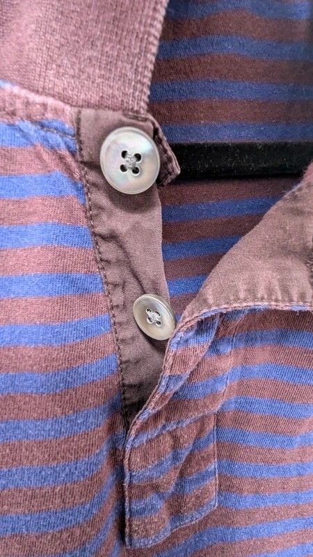 Paul Smith Jeans Men’s Striped Polo Shirt XXL Burgundy Blue Cotton Distressed image 8