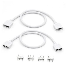 2-Pack 1-to-1 ARGB Extension Cable, White 5V 3-Pin Female to Female ARGB 1to1