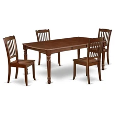 East West Furniture Dover 5-piece Wood Dining Set w/ Slatted Chairs in Mahogany