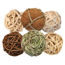 Set of 6 Decorative Balls for Bowls，2.8 inch Wicker Rattan Balls Decorative O...