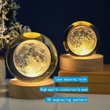 Laser Engraved K9 Crystal Ball 6cm 8cm LED Light-Up Glass Crystal Globe