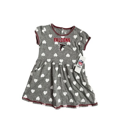 NFL Team Apparel Atlanta Falcons Toddler Girls Heart Print Dress Grey 4T New