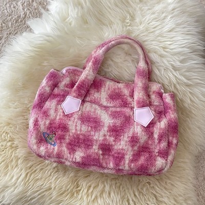 Vivienne Westwood バッグ　もふもふ　毛皮バッグ Vivienne Westwood Vintage Pink Leopard Terrycloth Towel Bag made