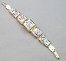 Chaika Hand Painted Enamel Link Ladies Bracelet Watch Hidden Compartment USSR