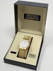Vintage Seiko Quartz 5Y39-7000 Gold Tone Dress Watch White Dial Boxed Japan