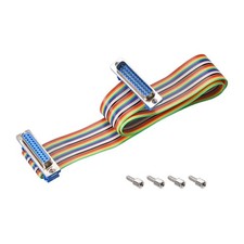 IDC Rainbow Wire Flat Ribbon Cable DB25 M/F Connector 2.54mm Pitch 19.7inch Long