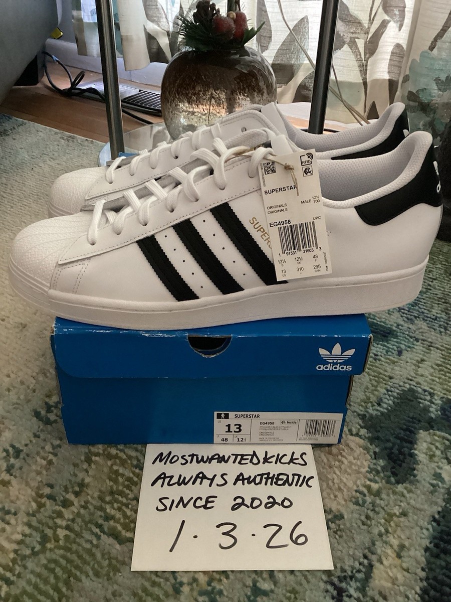 Size 13 - adidas Superstar Footwear White Black for sale online | eBay