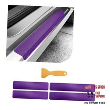 Dickno 4 PCS Car Door Sill Protector, 3D Carbon Fiber Auto Door Entry 3D Purple