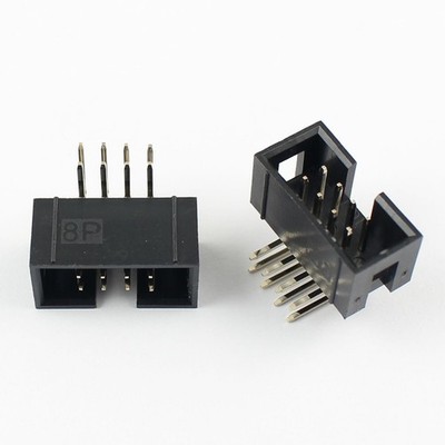 5Pcs 2.54mm 2x4 Pin 8 Pin Right Angle Male Shrouded IDC Box Header Connector #tp