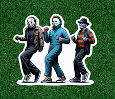 Jason, Michael Myers and Freddy dancing waterproof sticker decal - several sizes