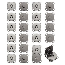 12 Sets Magnetic Snap Buttons, 18mm Plum Blossom Snaps Closures, Black