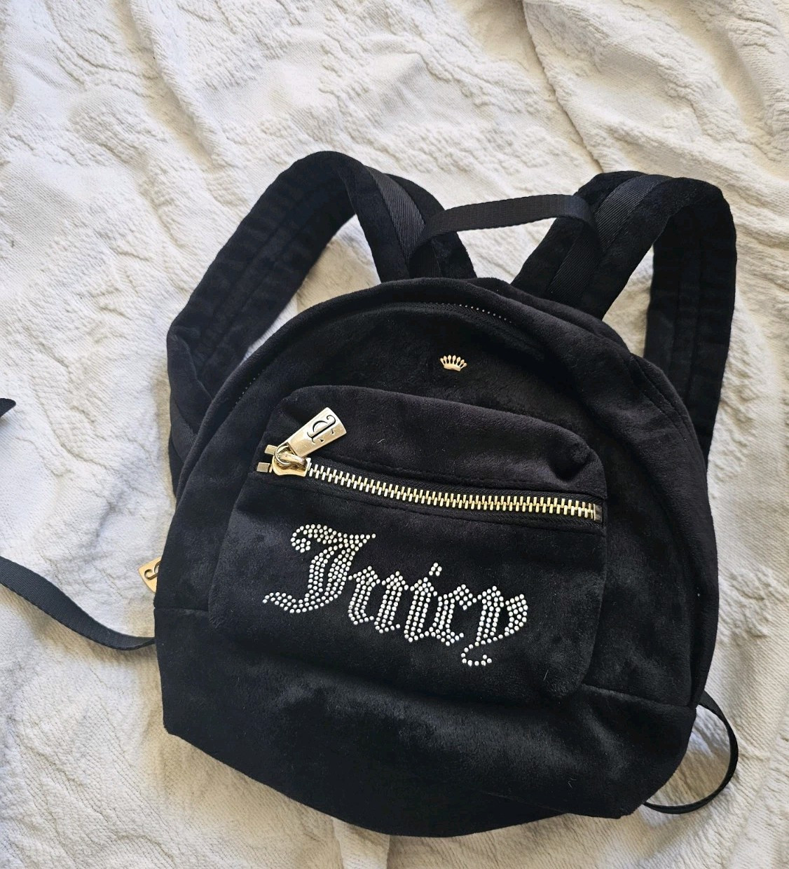 Y2K Juicy Couture rhinestone black label velvet velour mini  display picture 3