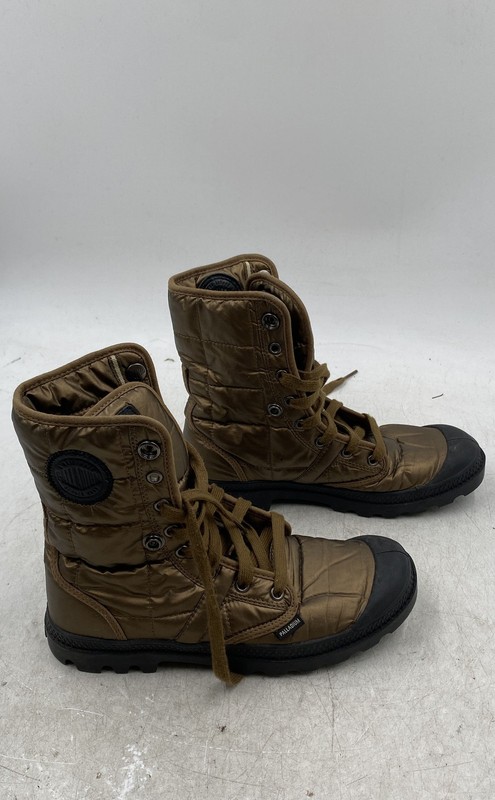 Palladium Womens Pallabrouse 93470-710-M Gold Metallic Baggy Combat Boots Size 8