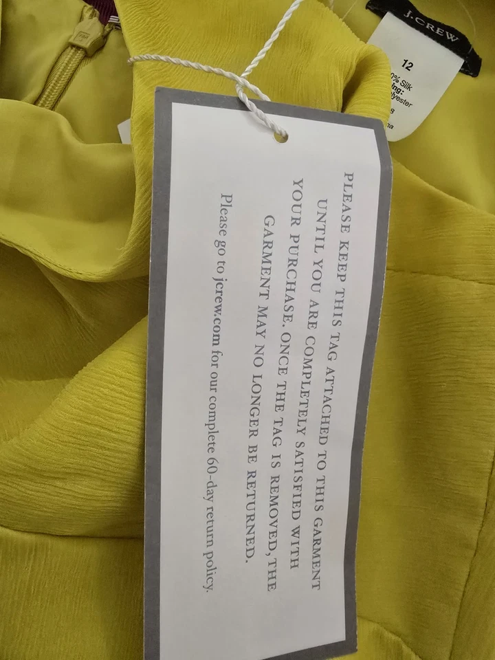 J.Crew Silk Sleeveless Dress Size 12 Yellow V-Neck A-Line Wedding Party - Image 4 of 4