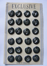 Vintage 1940 x 24 buttons original shop card black/grey dress, blouse cardigan