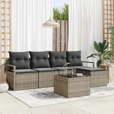 Sofa Set mit Kissen Poly Rattan Gartengarnitur Patio Ensemble vidaXL