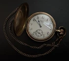 Antique Waltham Gold Plated Star Full Hunter Pocket Watch Albert Chain 50mm