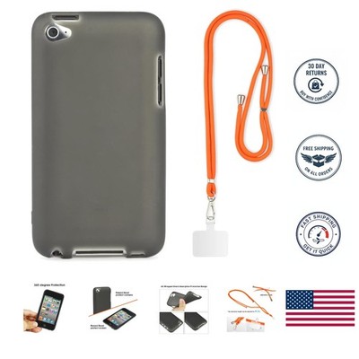 Protective Grey TPU Shell for iPod Touch 4 with Convenient Lanyard Included