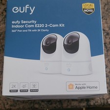 Eufy E220 Indoor 2-Cam Kit, 2K Pan  Tilt, Night Vision, Wi-Fi, Apple HomeKit