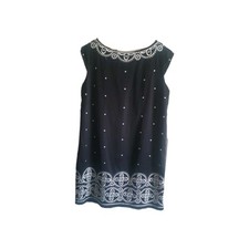 Monsoon Black White Embroidered Satin Dress Evening Size 22