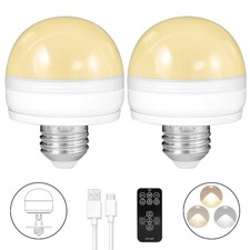 Rechargeable Light Bulbs,Pack,7W,Remote Control,Soft Warm700K 2.8 inch 50 W 2