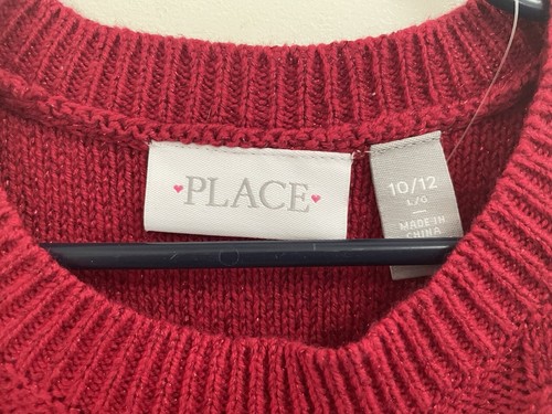 TCP Kids Girls Solid Red Sparkly Cable Knit Long Sleeve Sweater Dress Red 10/12 - Picture 2 of 4