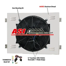 Aluminum Radiator Shroud+Fan Relay Kit For Chevy 55-57 Bel Air Nomad L6 V8